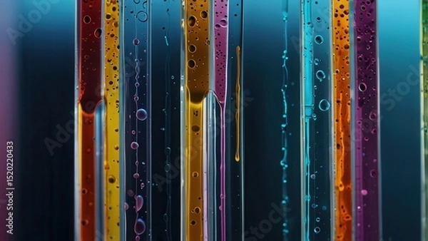 Obraz Clean Microfluidic Macro Design with Colored Liquid Flow Background Flat Lay