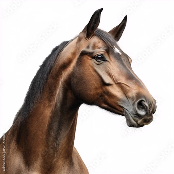 Fototapeta Majestic Brown and Black Stallion Portrait. A Graceful Equine Profile in Idyllic Outdoor Setting