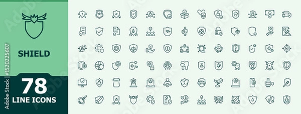Fototapeta Shield icon pack. Minimal thin line web icons set. Vector illustration. Privacy icon set. Featuring protection, guard, safety, security, firewall, safe, defense and more.