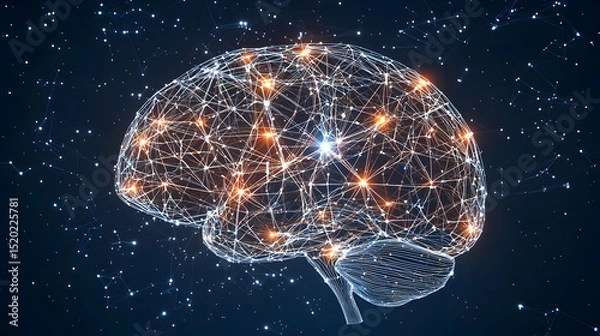 Obraz Abstract Polygonal Brain Graphic Design