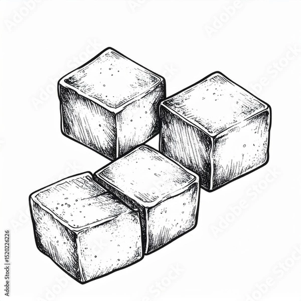 Obraz Black and White Illustration of Sugar Cubes