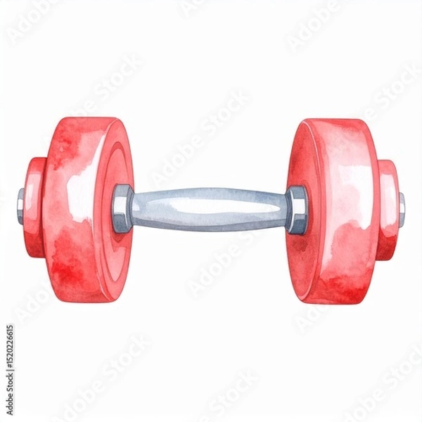 Obraz Red Dumbbell Watercolor Illustration