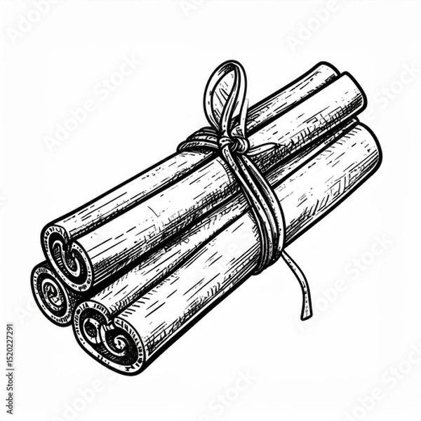 Obraz Bundle of Cinnamon Sticks Illustration