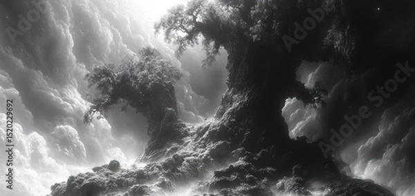 Fototapeta Philosophy of the Dark World. Surreal mystical unbelievable fantasy artwork