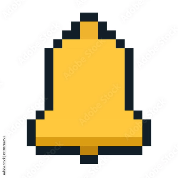 Fototapeta Pixel art yellow bell emoji in classic 8 bit style. Ideal for use in UI UX designs, notifications, alerts, reminders and retro game interfaces.
