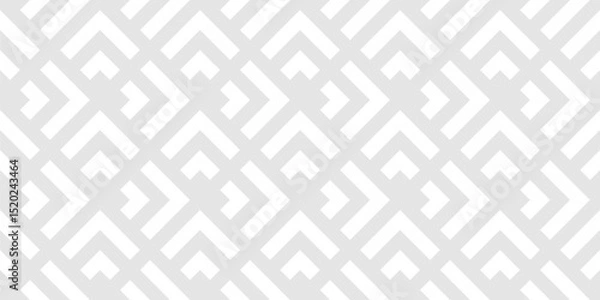 Obraz Stylish vector geometric seamless pattern with lines, squares, triangles, arrows, grid, lattice, tiles. Modern abstract gray and white graphic ornament. Subtle background texture. Repeated geo design