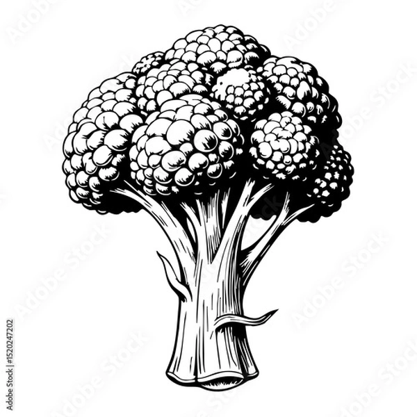 Fototapeta Vintage sketch of broccoli on a white background concept of vintage sketch  