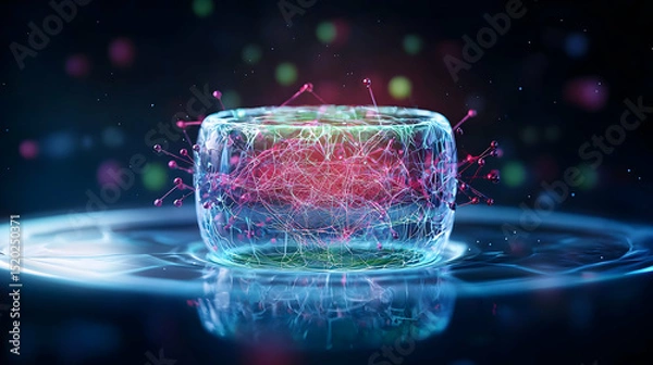 Fototapeta Glowing Colorful Abstract Geometric Sphere Design
