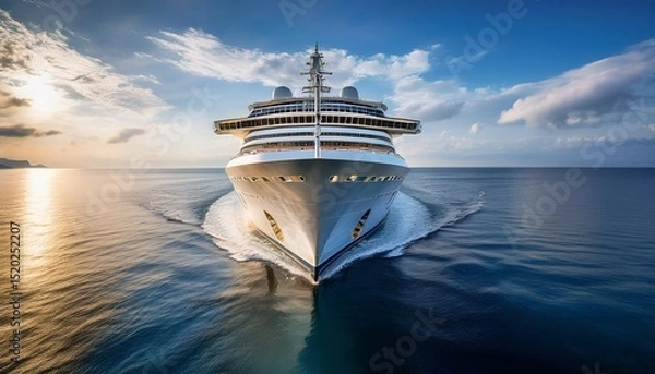 Fototapeta luxury cruise ship front view showcasing sleek design and modern features ship elegant lines and polished surface reflect sophistication and adventure on open sea