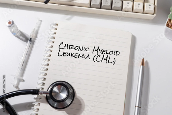 Fototapeta Doctor’s Desk with “Chronic Myeloid Leukemia (CML)” Note – Blood Cancer Alert with Pen and Medical Tools