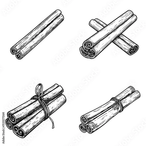 Obraz Hand Drawn Cinnamon Sticks Illustrations