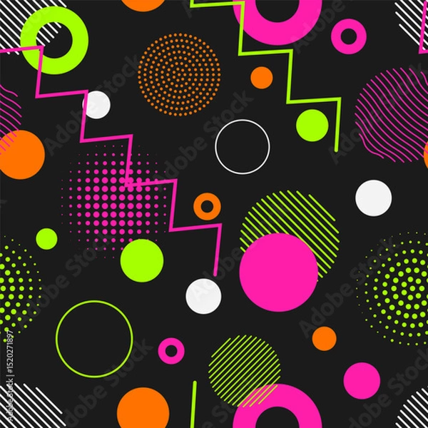 Obraz Memphis Seamless Pattern with Geometric Shapes. Abstract Vector Background