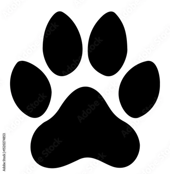 Fototapeta Paw Print Icon: A simplified illustration of a paw print, perfectly representing a cat, dog, or any other animal in a clean, minimalist design.