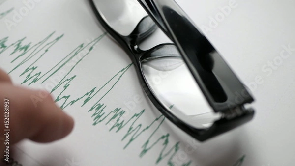 Obraz Finger tapping on market chart