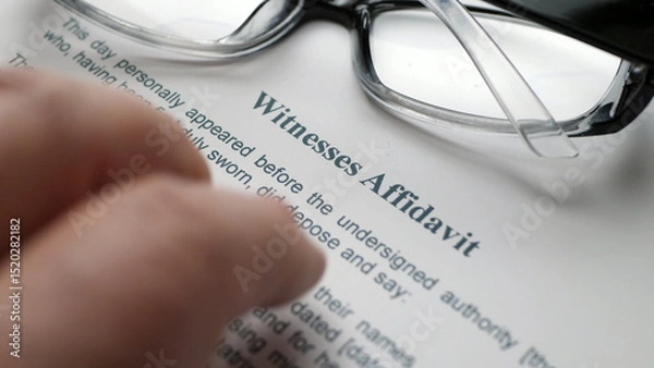 Obraz Finger tapping on witnesses affidavit form
