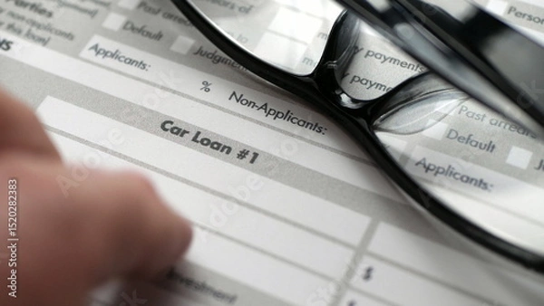 Obraz Finger tapping on car loan form
