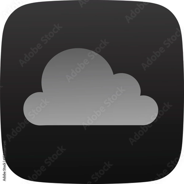 Fototapeta Cloud Computing Icon: A simple, sleek icon depicting a cloud on a dark gray square background, perfect for representing cloud storage, data, or technology. 