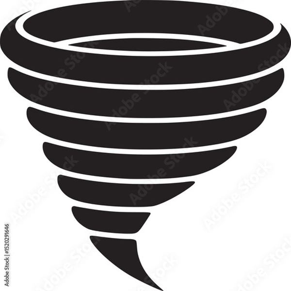 Obraz A black and white graphic illustration of a tornado with a swirling vortex shape design element