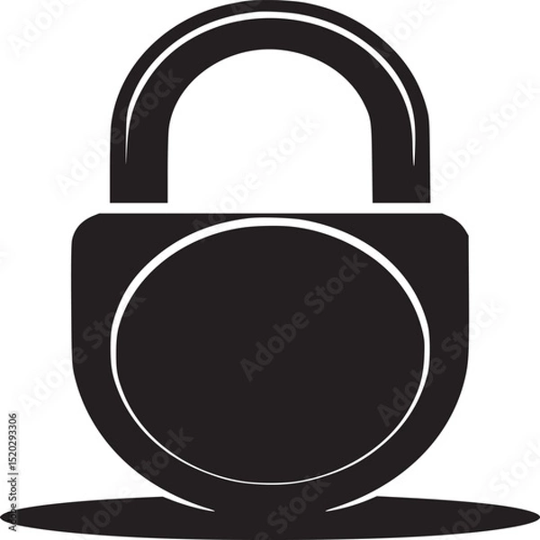 Obraz A simple black and white illustration of a closed padlock on a white background in vector format