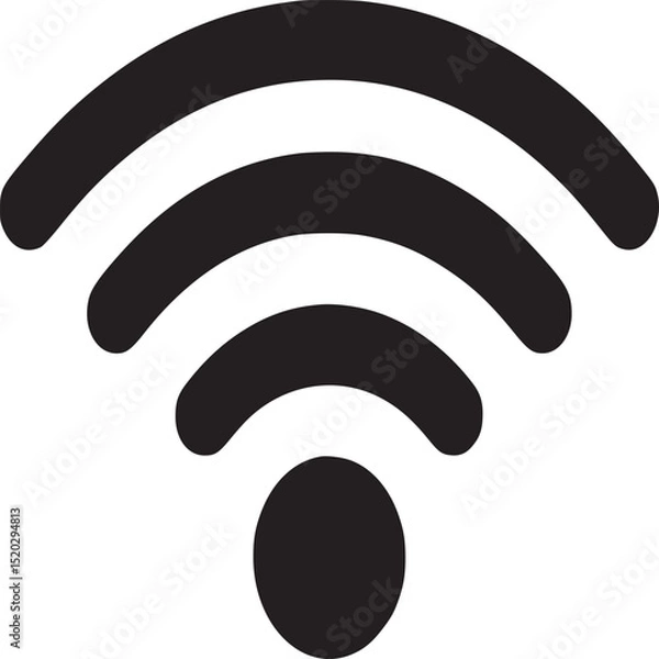 Fototapeta A simple black and white illustration of a wifi symbol with curved lines and a circle at the bottom