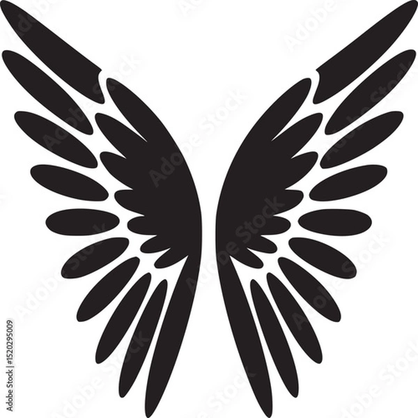 Obraz A symmetrical black illustration of two stylized wings against a plain white background design element