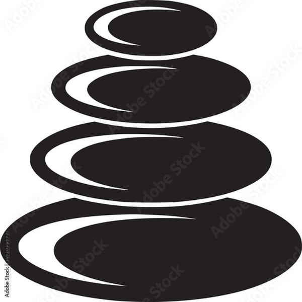 Obraz A simple black and white illustration of a stack of zen stones in a balanced arrangement design