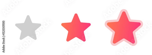 Fototapeta Interactive Star Rating States – Gradient UI Icons for Hover, Select, and Inactive Feedback in Web, Mobile, and App Interfaces

