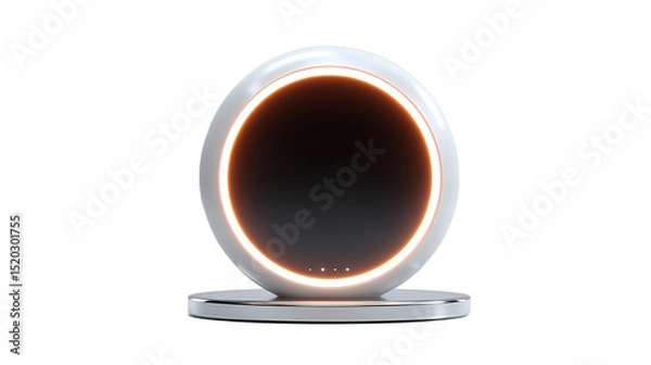 Obraz Modern Circular Lamp with Illuminated Ring and Chrome Base