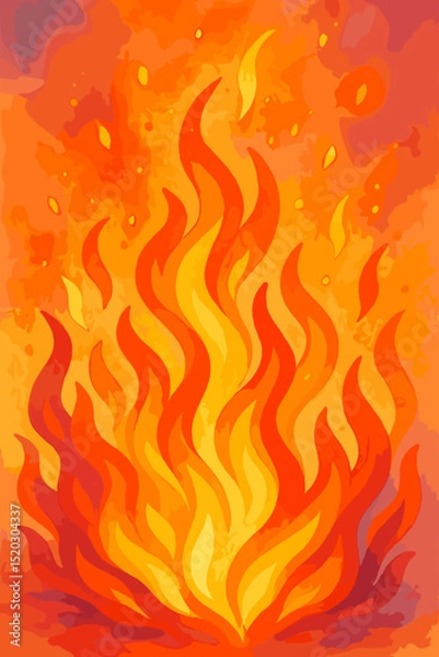 Fototapeta Vibrant Dancing Fiery Flames Illustration with Warm Orange Red Yellow Colors, Abstract Fire Vector Art, Burning Heat Energy Background for Design and Decoration