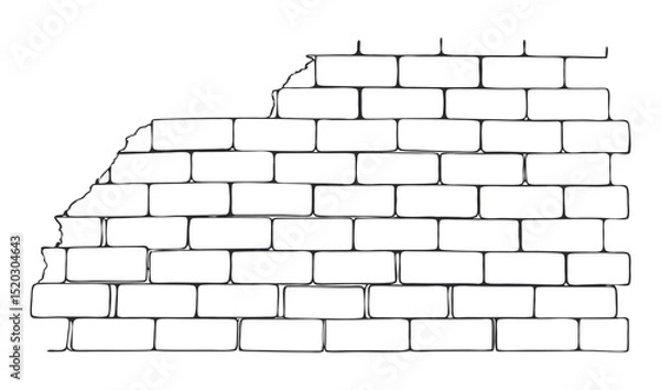Fototapeta Stylized outline of a brick wall for design elements