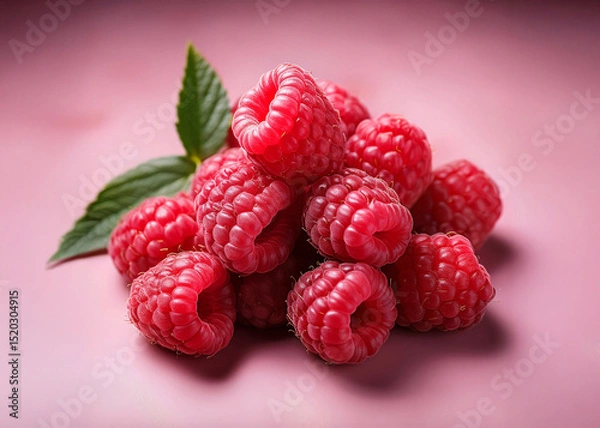 Fototapeta raspberries on a pink background