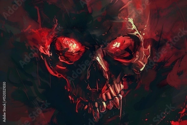 Obraz Red demon skull illustration