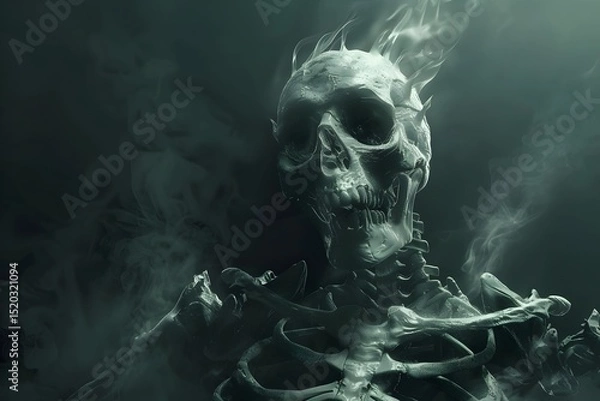 Fototapeta Demon skeleton with smoke