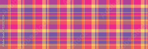 Fototapeta Summer texture tartan pattern, retail textile fabric background. Daisy vector seamless check plaid in violet and pink colors.