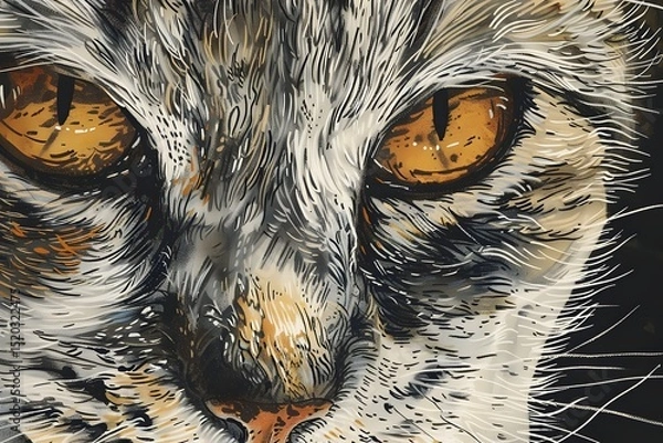 Fototapeta Colorful illustration of a cat