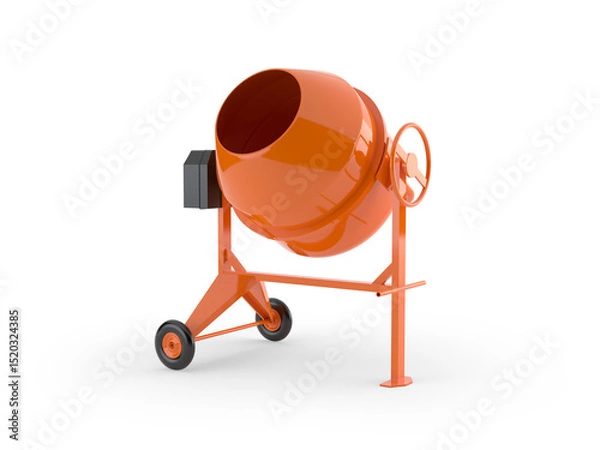 Fototapeta Orange Concrete Mixer Isolated on White Background, 3d illustration