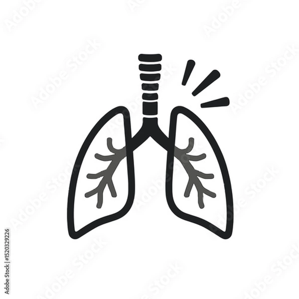 Obraz Vector Illustration of Human Lungs with Respiratory Distress