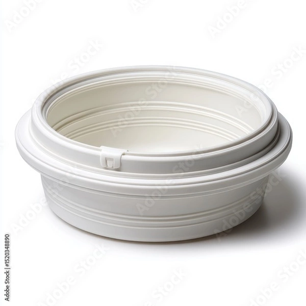 Fototapeta White Plastic Cylindrical Container with Concentric Rings on White Background