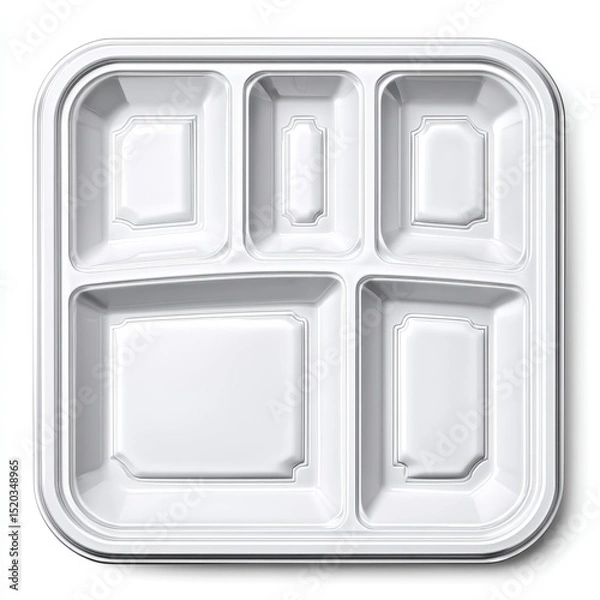 Fototapeta White Plastic Food Tray with Five Compartments