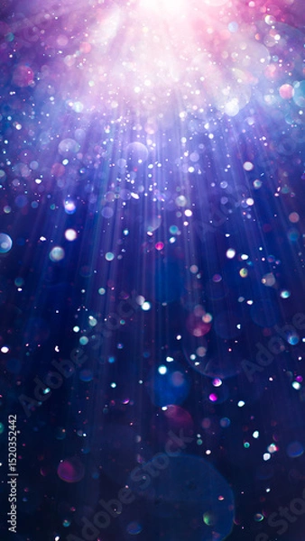 Fototapeta Sparkling glitter dust creating a mystical vibrant pink, purple, and blue bokeh of lights. Dreamy or magical shimmering particles softly glowing. Ethereal galaxy or nebula like abstract background.