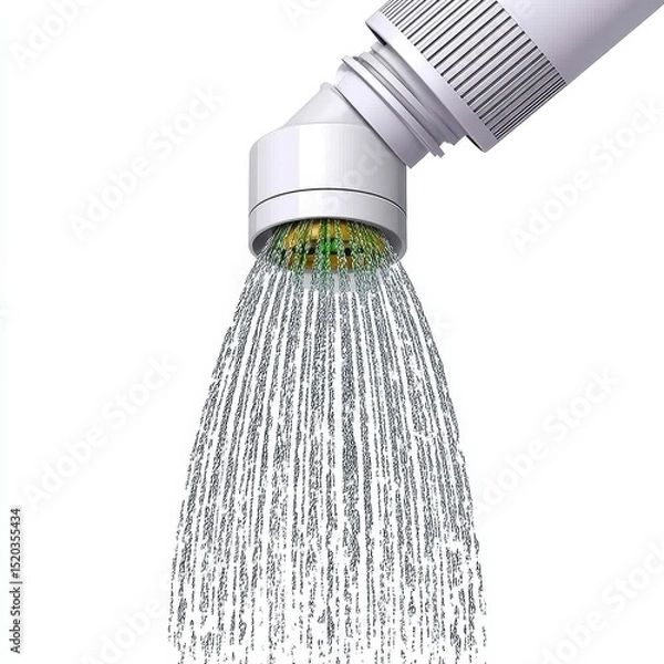 Fototapeta White Spray Nozzle Dispensing Fine Mist on White Background