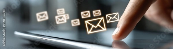 Fototapeta Email notification alert on digital tablet in modern office setting