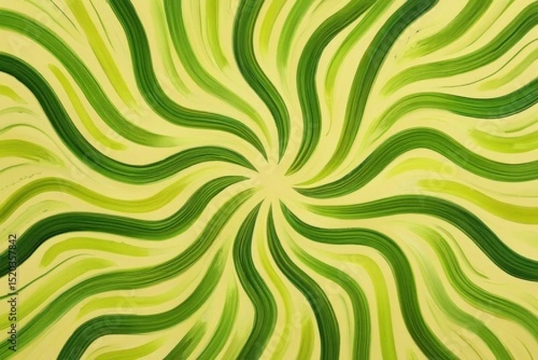 Obraz abstract pattern of swirling green and yellow brushstrokes radiating from the center creating a dynamic, energetic visual effect