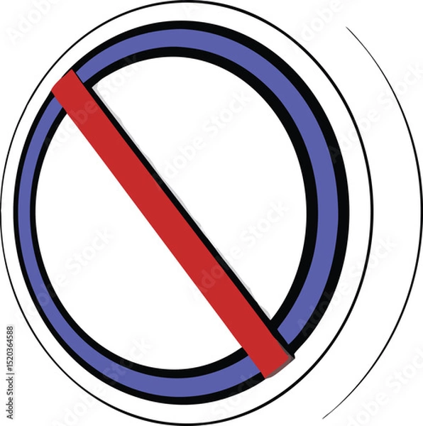 Fototapeta Vector illustration of a forbidden sign with a blue circle and red slash