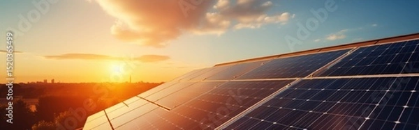 Fototapeta Illustration of a modern energy-saving house of the future equipped with solar panels. AI generated	
