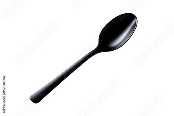 Fototapeta Sleek Black Table Spoon Modern Design Cutlery