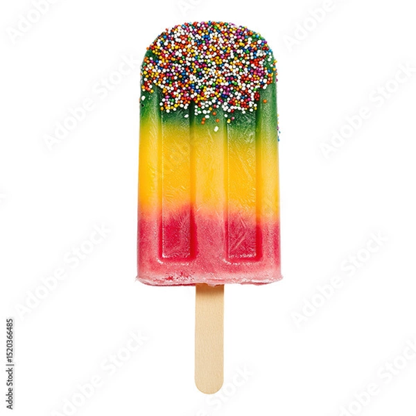 Fototapeta Colorful popsicle with sprinkles isolated on transparent background.