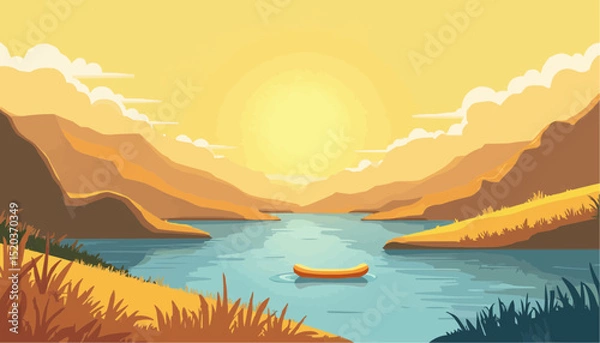 Fototapeta Lake view with mountain at sunrise