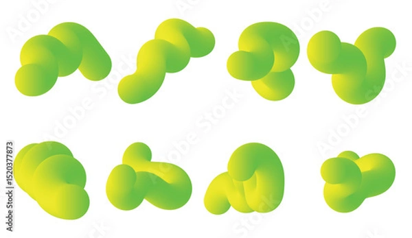 Obraz 3d line fluid Abstract Green Shapes Set
