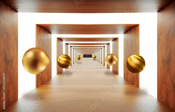 Fototapeta 3d render of a corridor in a hotel
